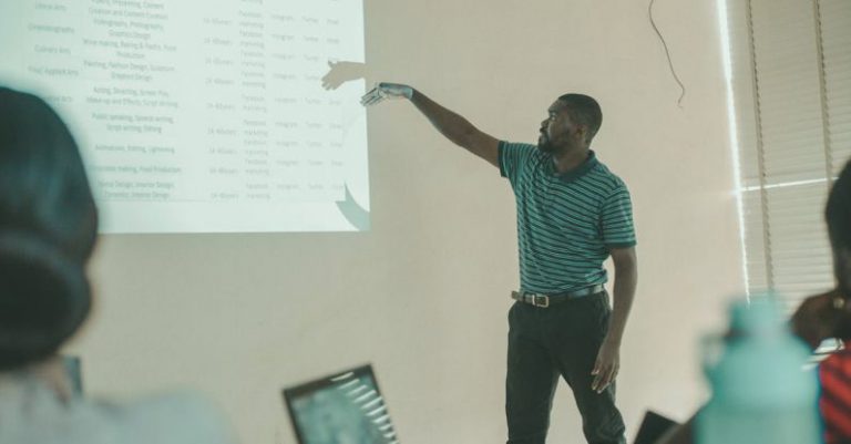 Crowdfunding Graph - Man in classroom